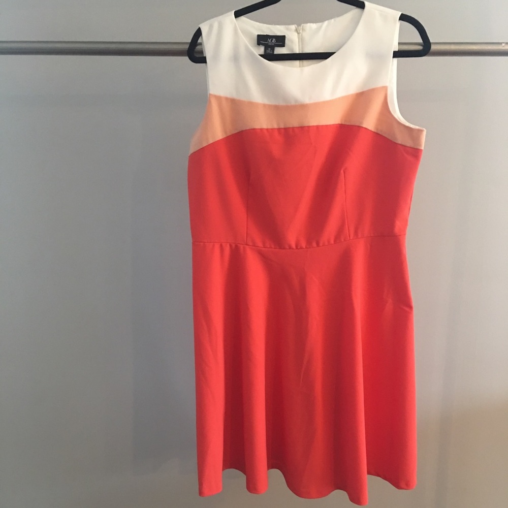 Color block AGB dress peach orange white 18 swing
